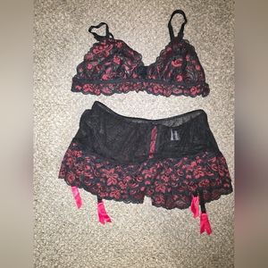 Bra and sexy skirt/garter belt